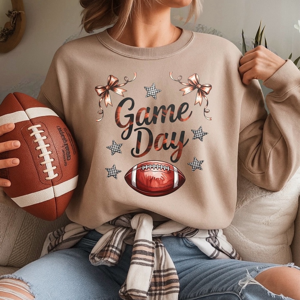 🏈  Football Game day sweatshirt sand New S M L XL Personalize it with your team